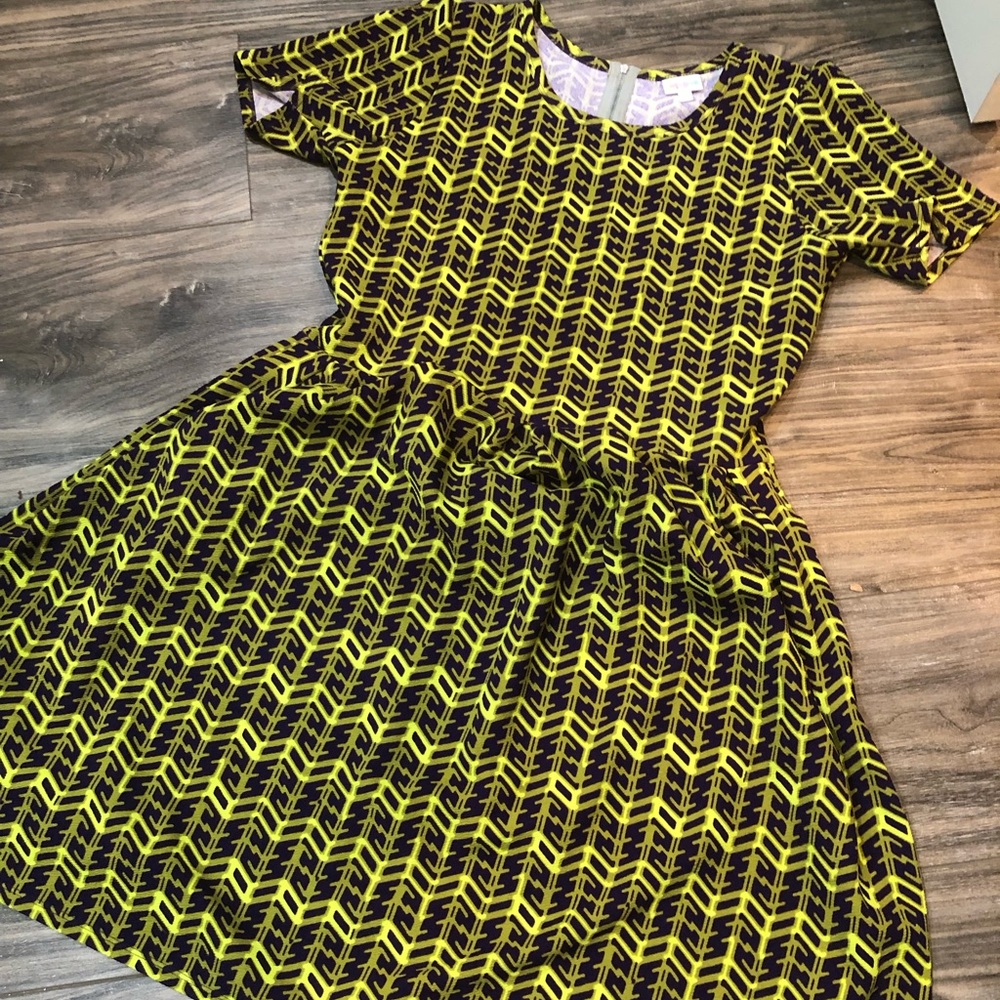 LulaRoe Amelia purple and lime